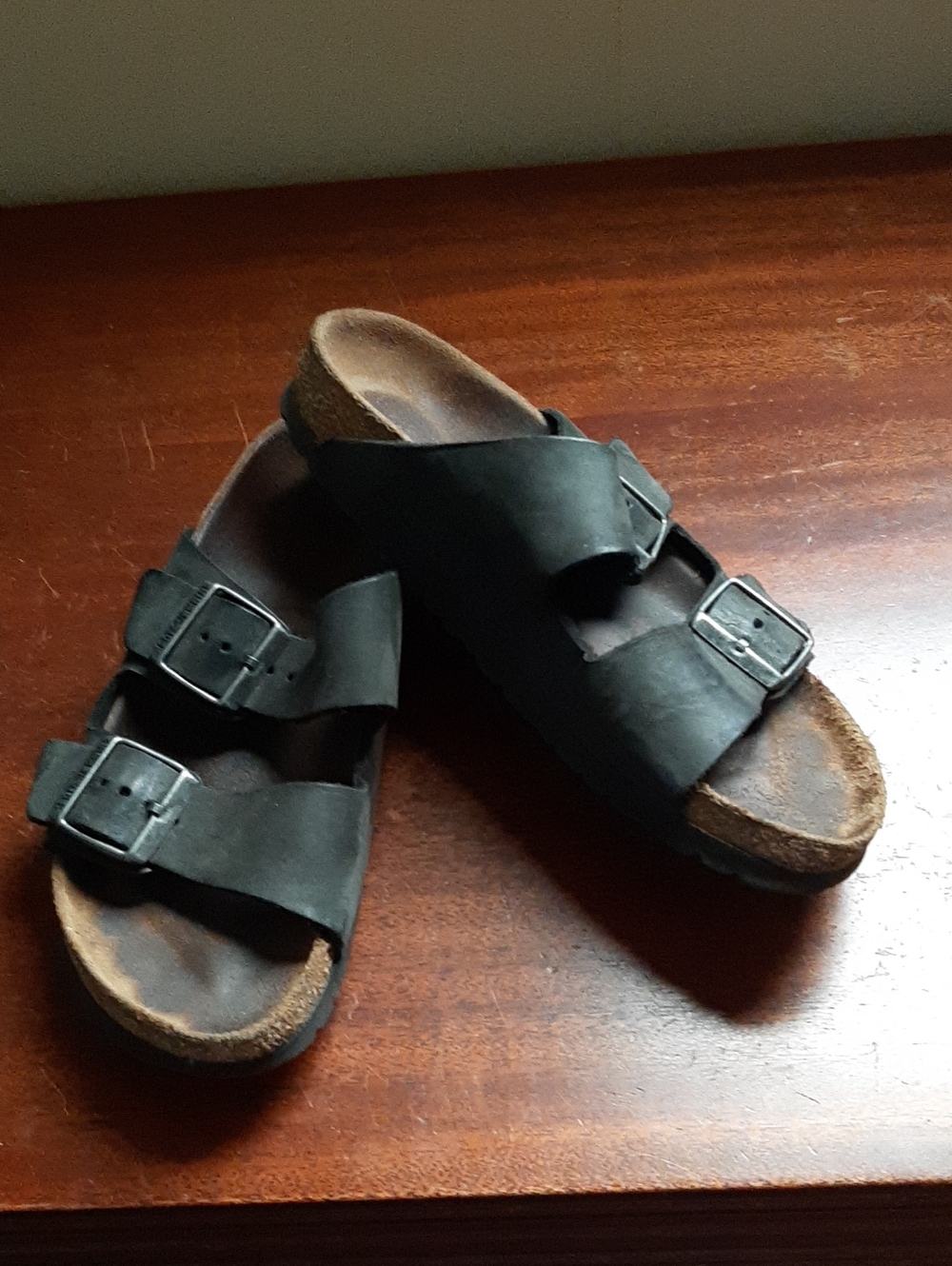 *RARE*.BIRKENSTOCK ARIZONA "STEEL" OILED LEATHER SZ 38/7/8 (Discontinued color)